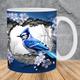 tazza di caffè con uccelli tazze da caffè con illusione 3D, tazza regalo con animali tazza da viaggio divertente tazza da bere arredamento da scrivania, tazza da tè in ceramica da 11,2 once, regali di