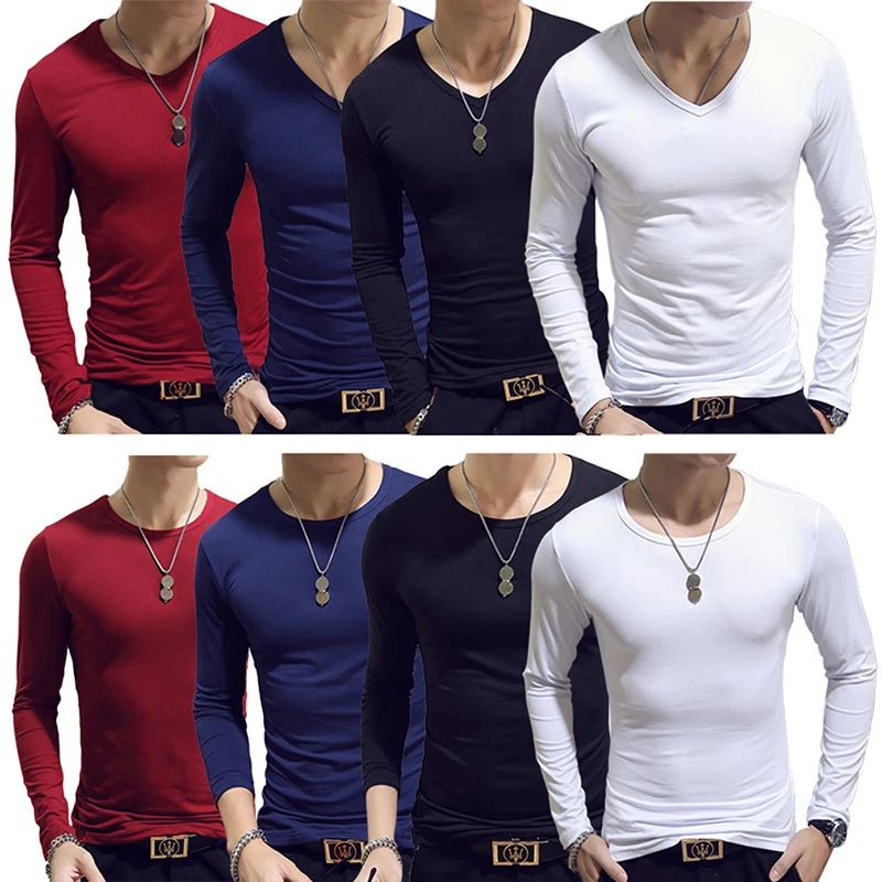 Tennis T Shirts Männer Langarm T-Shirt Sportswear Fitness T Shirts für Männer Slim Fit T Shirts Designer Solide Tees Tops Image