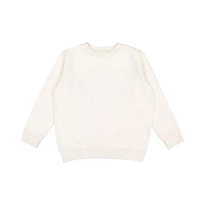 LAT L2225 Youth Elevated Fleece Crew T-Shirt in Natural Heather size Large | Cotton/Polyester Blend 2225LA, 2225