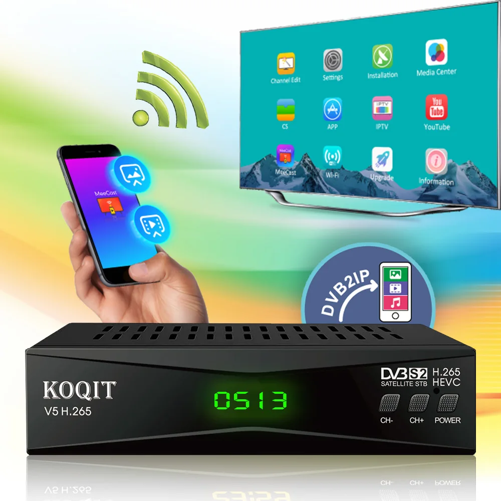Décodeur de Satellite récepteur de télévision par Satellite gratuit Europe liste française, convertisseur numérique DVB-S2/S, recherche Satellite, récepteur LNB, boîte de télévision