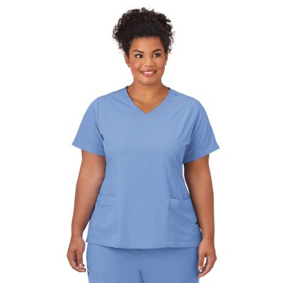 Plus Size Women's Jockey Scrubs Women's Mock Wrap Top by Jockey Encompass Scrubs in Blue (Size 3X(24W-26W))