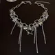 Collane girocollo con stella cava color argento per donna Collane con catena di perle finte con strass lunghi con nappa Gioielli