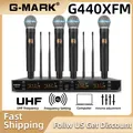 Microfono wireless G-MARK G440XFM 4 canali UHF 4 Frequenza dinamica del corpo in metallo portatile selezionabile per Karaoke Stage Party Show