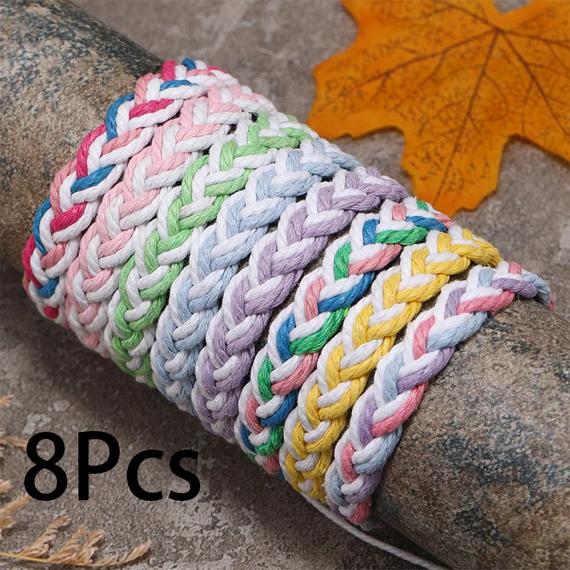 7pcs oder 8 teile/satz von neutral gewebtem Armband Freundschaft armband Baumwolle hand gewebtes Armband in verstellbarer Größe Image
