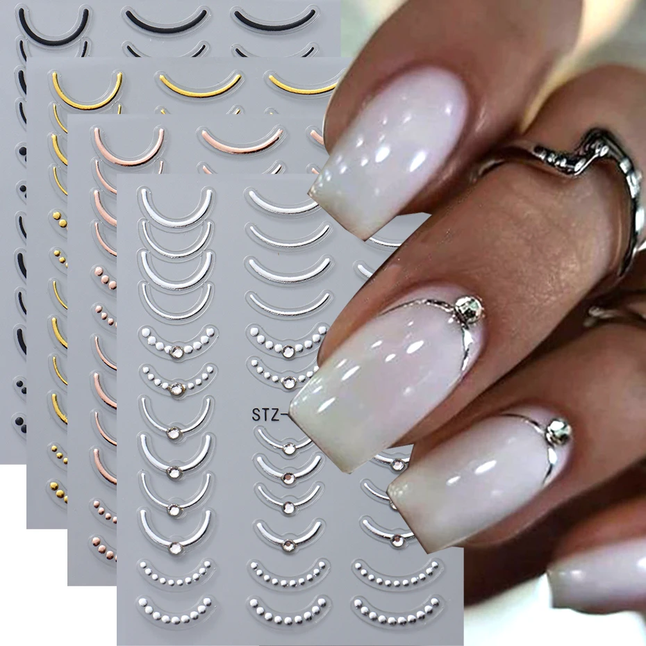 5D Strass Japanische Retro Welle Nail art Aufkleber Gold Silber Selbstklebende Transfer Nagel Dekorationen Slider Aufkleber DIY Image
