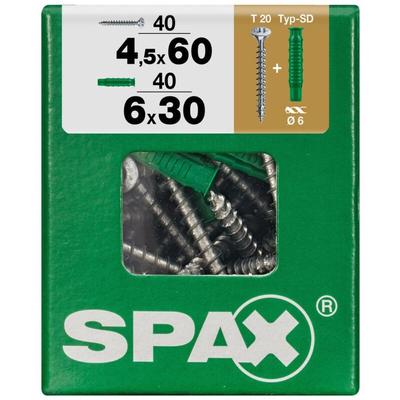 Universalschrauben 4.5 x 60 mm tx 20 - 40 Stk. (+40 Dübel) Schrauben - Spax Image