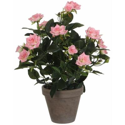 Mica künstlicher Rosenstrauch rosa im Blumentopf 33 x 25 cm Dekoblumen