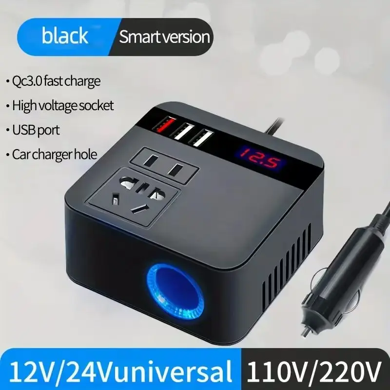 Onduleur de voiture DC12V/24V à DC110V/220V 150W, prises d