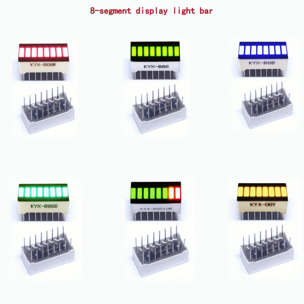 Affichage LED ultra lumineux, bleu, vert, rouge, orange, jaune, graphique à barres à 8 segments pour charge mobile, technologie graphique à barres, bricolage, 10 pièces