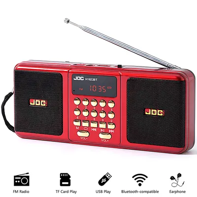 Portable Stereo FM Radio Wireless Speaker Rechargeable Battery Support TF Card USB