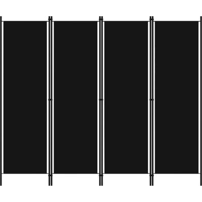 4-tlg. Raumteiler Schwarz 200x180 cm Vidaxl