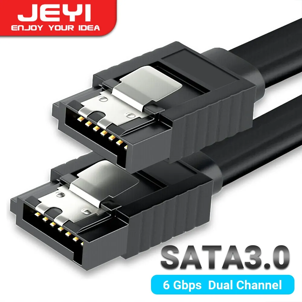 Jeyi sata iii kabel 6gbps 39cm gerade biegung hdd sdd datenkabel mit verriegelung verriegelung für sata hdd ssd cd drive writer desktop pc Image