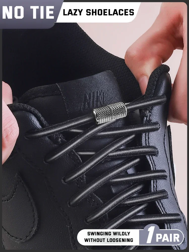 Neue elastische Schnürsenkel Sneakers Tennis Runde Schnürsenkel ohne Krawatten Kinder Erwachsene Gummibänder ohne Krawatte Schnürsenkel Schuhzubehör Image