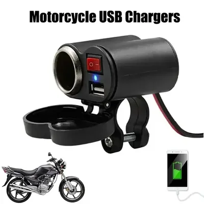 12V Motorrad Dual USB Ladegerät mit Schalter, wasserdichte Zigarettenanzünder Buchse, Motorrad Image