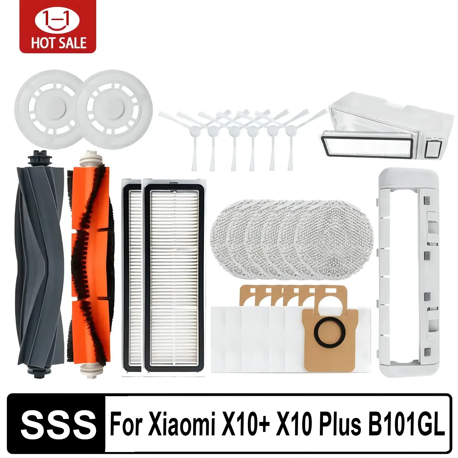 Für Xiaomi Roboter Vakuum X10 + X10 Plus B101GL Ersatzteile Zubehör Wichtigsten Seite Pinsel Hepa-Filter Staubbeutel Lappen mopp Stehen Staub Box Image