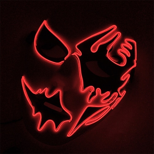Neonlicht-LED-Maske, LED-Halloween-Gruselmaske, Cosplay-Party-Maske, Maskerade-Masken, Halloween-Kostüm, Karneval, Glow-Party-Requisiten Image