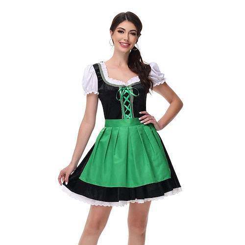 Oktoberfest Kleid Dirndl Trachtenkleider Dienstmädchen Deutsch München Wiesn Damen Stoff im traditionellen Stil Kleid Schürze Image
