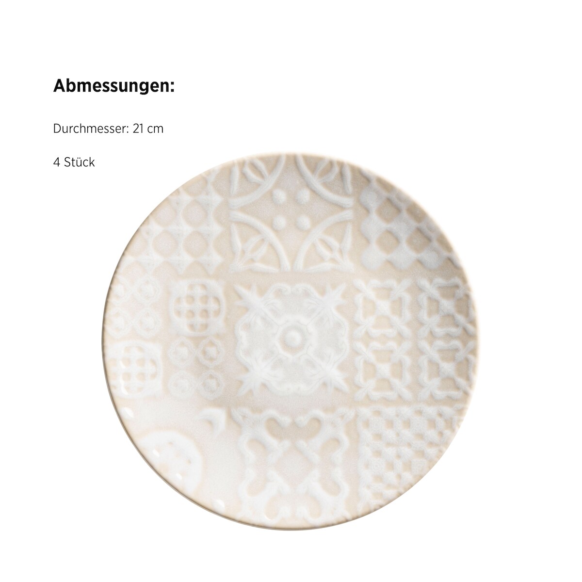 MÄSER Dessertteller 21 cm 4er Set, Traditional Tiles weiss, 581182 Image