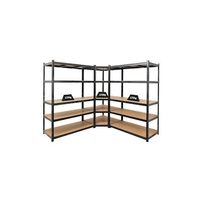 PROREGAL MegaDeal 1x Eckregal + 2x Schwerlastregal Taurus HxBxT 180x210x60cm Fachlast 175kg Schwarz, Kellerregal, Steckregal, Garagenregal, Lagerregal Image
