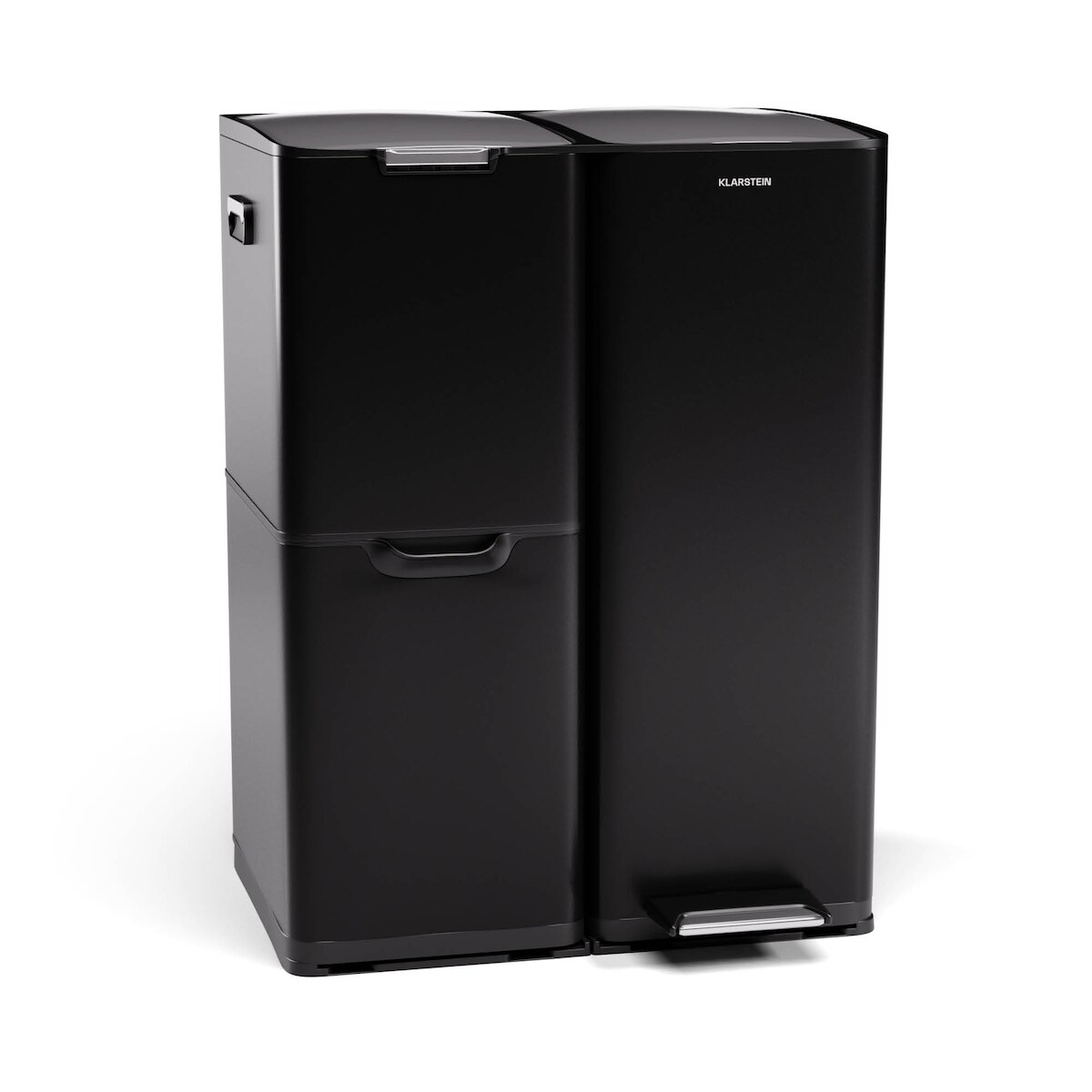 Klarstein Tiyo 3-in-1 Mülleimer 60 L entnehmbare Eimer Soft-Close Schwarz Image