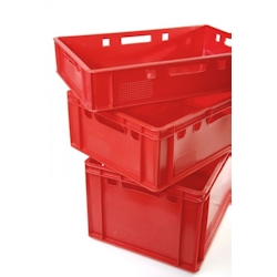 BURI Fleischkisten Kisten Eurobox lebensmittelecht - HDPE Metzgerkiste Box Lagerkiste E2 rot 3 Stück Image