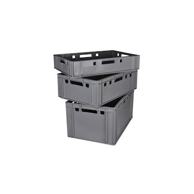 BURI Fleischkisten Kisten Eurobox lebensmittelecht - HDPE Metzgerkiste Box Lagerkiste E2 grau 10 Stück Image