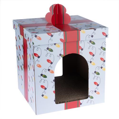 TIAKI Weihnachtskratzmöbel Geschenkbox 38,5x38,5x40cm Katze