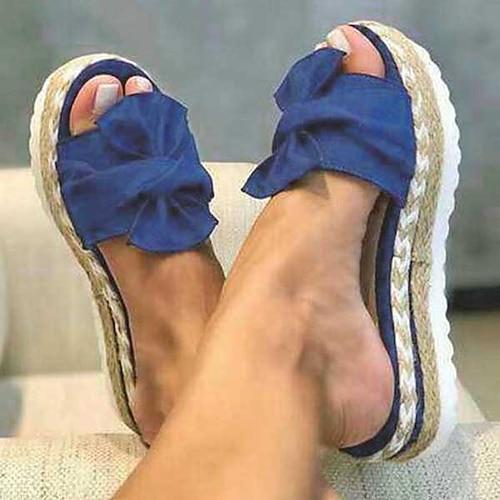 sandales à plateforme jaunes pour femmes avec nœud et semelle espadrille tissée pour une tenue d'été élégante