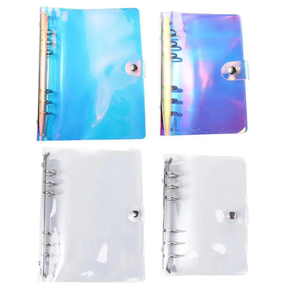A5 A6 Laser PVC trasparente 6 fori raccoglitore a fogli mobili copertina del taccuino diario Agenda Planner copertina di carta cancelleria scolastica