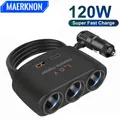 120W 3 in 1 Dual USB Car Accendisigari Splitter Adattatore 12V 24V Caricatore del telefono per auto a ricarica rapida per auto DVR GPS Dashcam