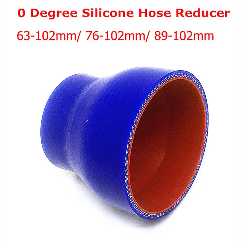 Riduttore per tubo flessibile in silicone da 0 gradi 63-102mm/76-102mm/89-102mm/2.5"-4" Intercooler Turbo Tubo di aspirazione Accoppiatore Lunghezza tubo 76mm
