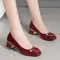 Women Cool Light Weight Wine Red Spring & Summer Slip on Square Heel Shoes Lady Classic Black Office