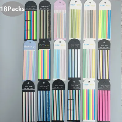 18 Packs Transparent Sticky Notes Self-Adhesive Reading Book Annotation Notepad Bookmarks Memo Pad Index Tabs Cute