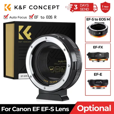 K&F Concept Auto Focus Adapter for Canon EF EF-S Mount Lens to EOS M/EOS R/RF/Sony E/Fuji FX Mount Camera Adapters Ring Optional
