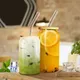 Tazza di vetro da 400/560 ml con coperchio + cannuccia trasparente Bubble Tea Cup Succo di birra Tazza di caffè Tazza di latte Bicchieri da cucina