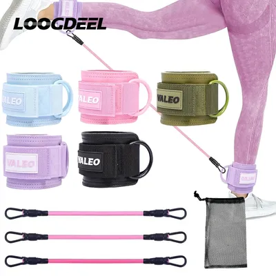 LOOGDEEL Resistance Bands Set Ankle Straps Adjustable Foot Support Padded Cuff Ankle Weight Leg Training Brace Yoga Sport Tool