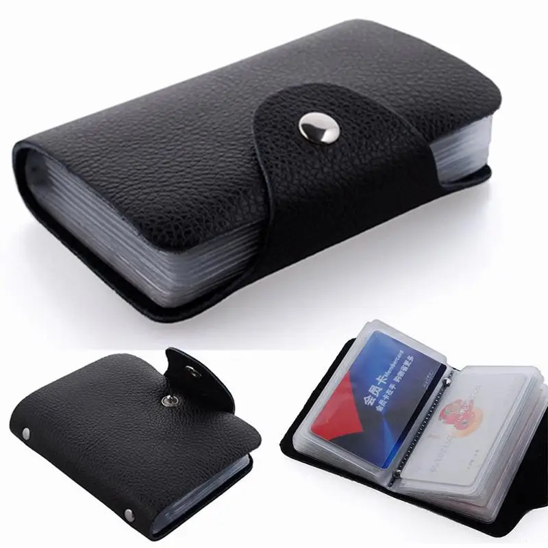 Porta carte di credito da 12/24 bit Tasca per carte di credito aziendali Tasca per carte di credito in PVC di grande capacità Clip per riporre contanti Custodia per organizer Porta carte