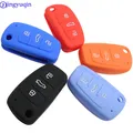 Jingyuqin 3 pulsanti Car Silicone Key Cover Styling Case Cover Fob Shell per Audi A1 A3 Q3 Q7 R8 A6L TT Key Case quattro Car Styling