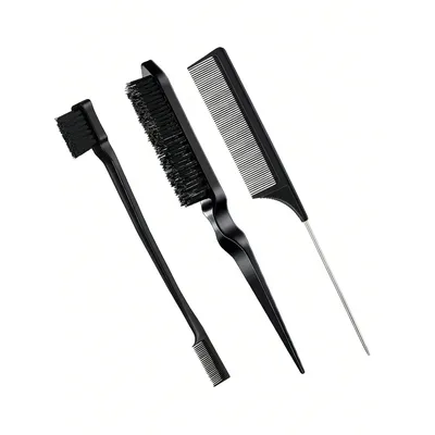 3pcs styling comb set with triple tear hair brush mouse tail comb edge brush,salon hair styling tool