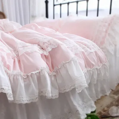 Quilt Cover Romantic Elegant Quilt Cover Romantic Ruffle Lace Duvet Cover Queen Pink Princess Duvet Case Cotton Bed Covers