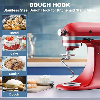 Stainless Steel Spiral Dough Hook for Kitchenaid Stand Mixer, 4.5 Qt - 5 Qt Tilt-Head Stand Mixer Attachments for Kitchenaid Dou