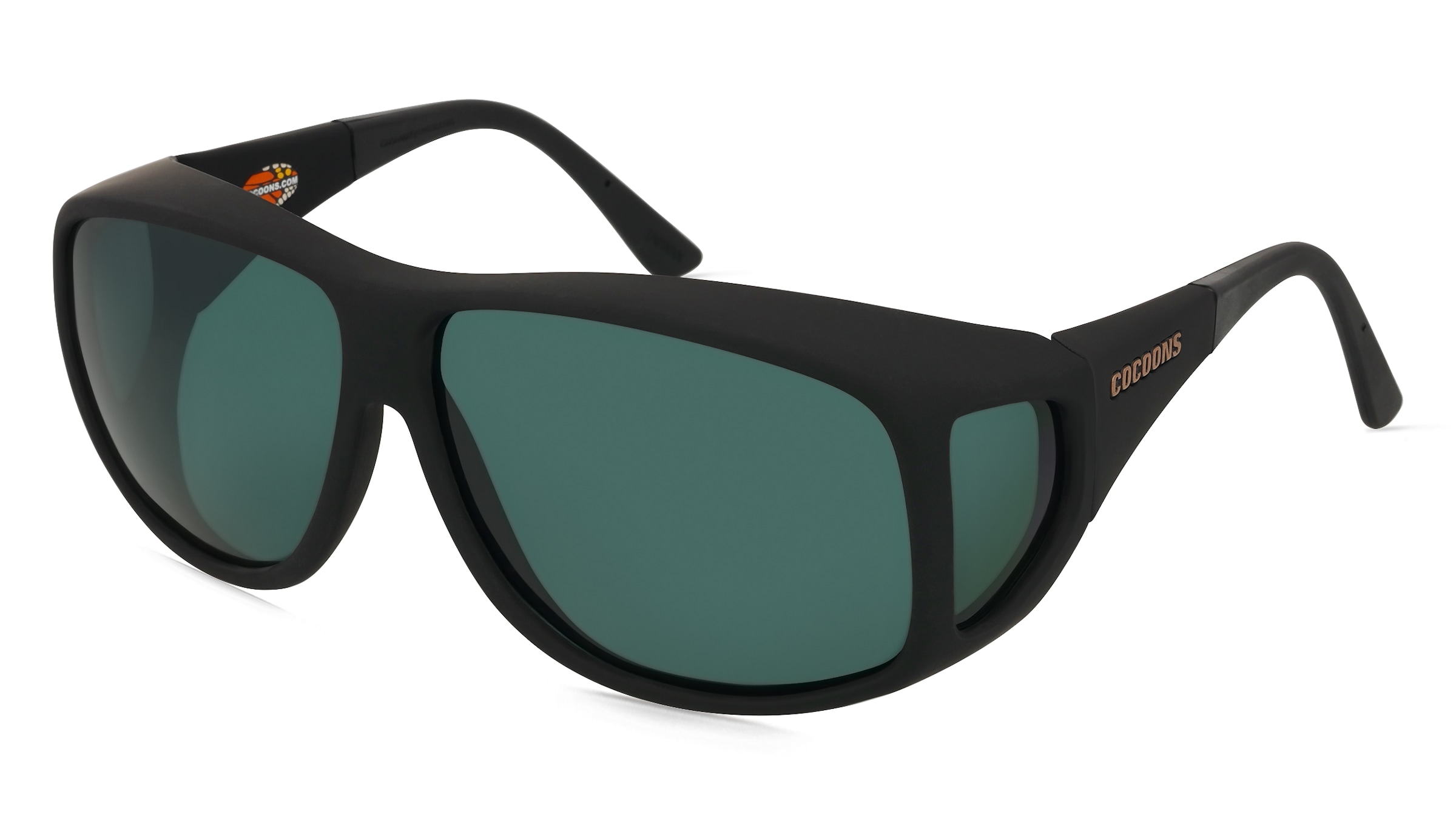Cocoons Fitover XL Unisex-Sonnenbrille Vollrand Quadratisch Kunststoff-Gestell, Schwarz