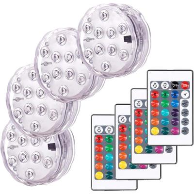 4er-Pack mehrfarbige, tauchfähige, bunte RGB-LED-Leuchten für Aquarien, Badewannen, Schwimmbäder,