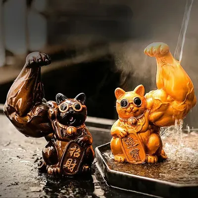 Riesiger Arm glückliche Katze Farbwechsel Tee Haustier kreative Harz Tee tasse Wohnkultur glückliche Image