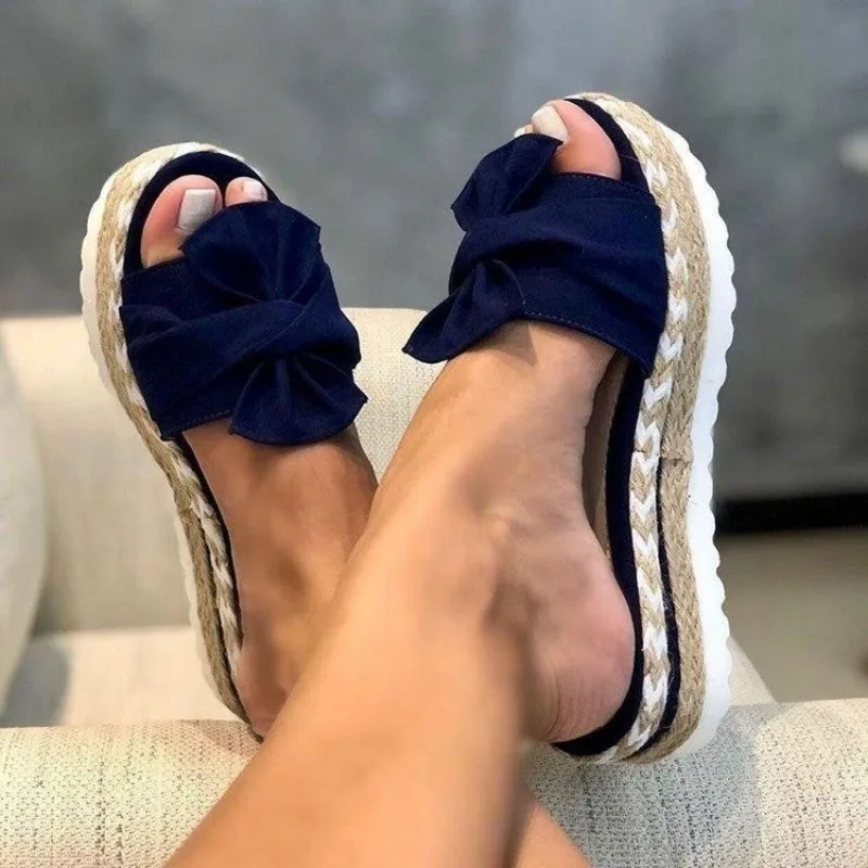 Neue Mode Sommer Beliebte Keil frauen Sandalen Nette Bogen Dekoration Komfortable Niedrigen Ferse frauen Schuhe Größe 35-43 zapatos Mujer