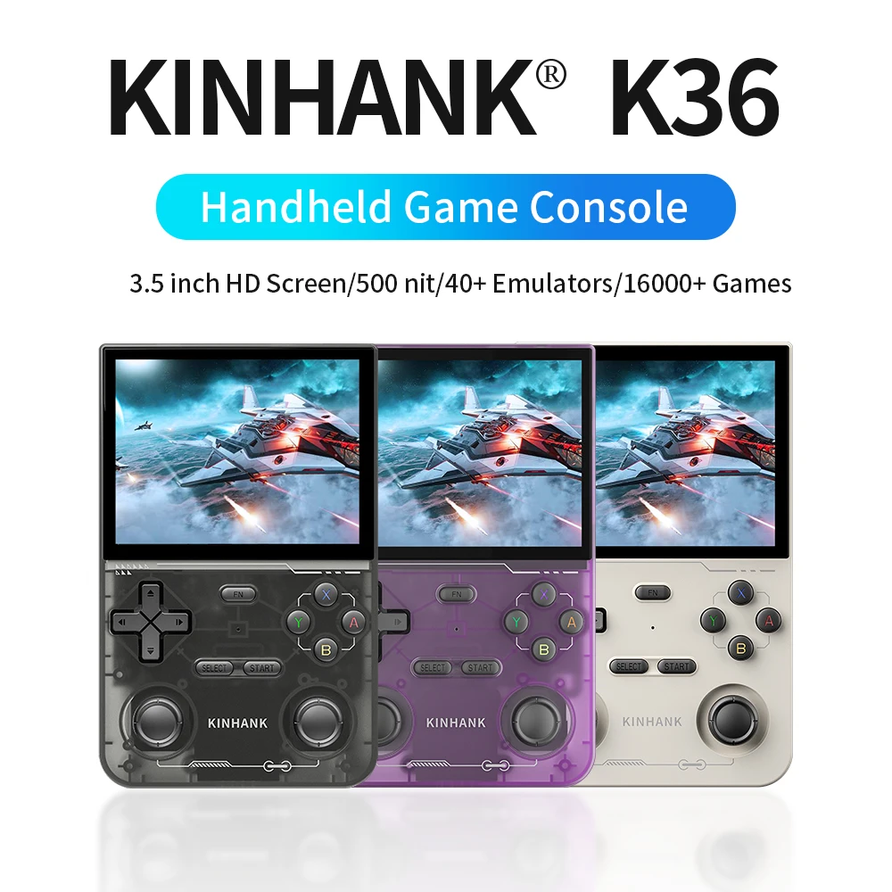 KINHANK Open Source K36 Retro Handheld-Videospielkonsole 16000 Spiele Emulator für PS1/PSP/DC/N64/SS 500 Nit 3,5 Zoll IPS-Bildschirm Image