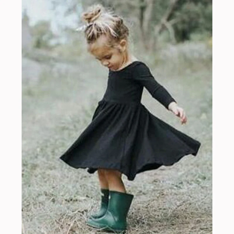 Sommer Kinder Baby Kleid schwarz Baby Mädchen Kleid kurz ärmel ige süße Kleid für Mädchen Kurzarm eine Linie Party Kleid Mädchen Kleidung Image