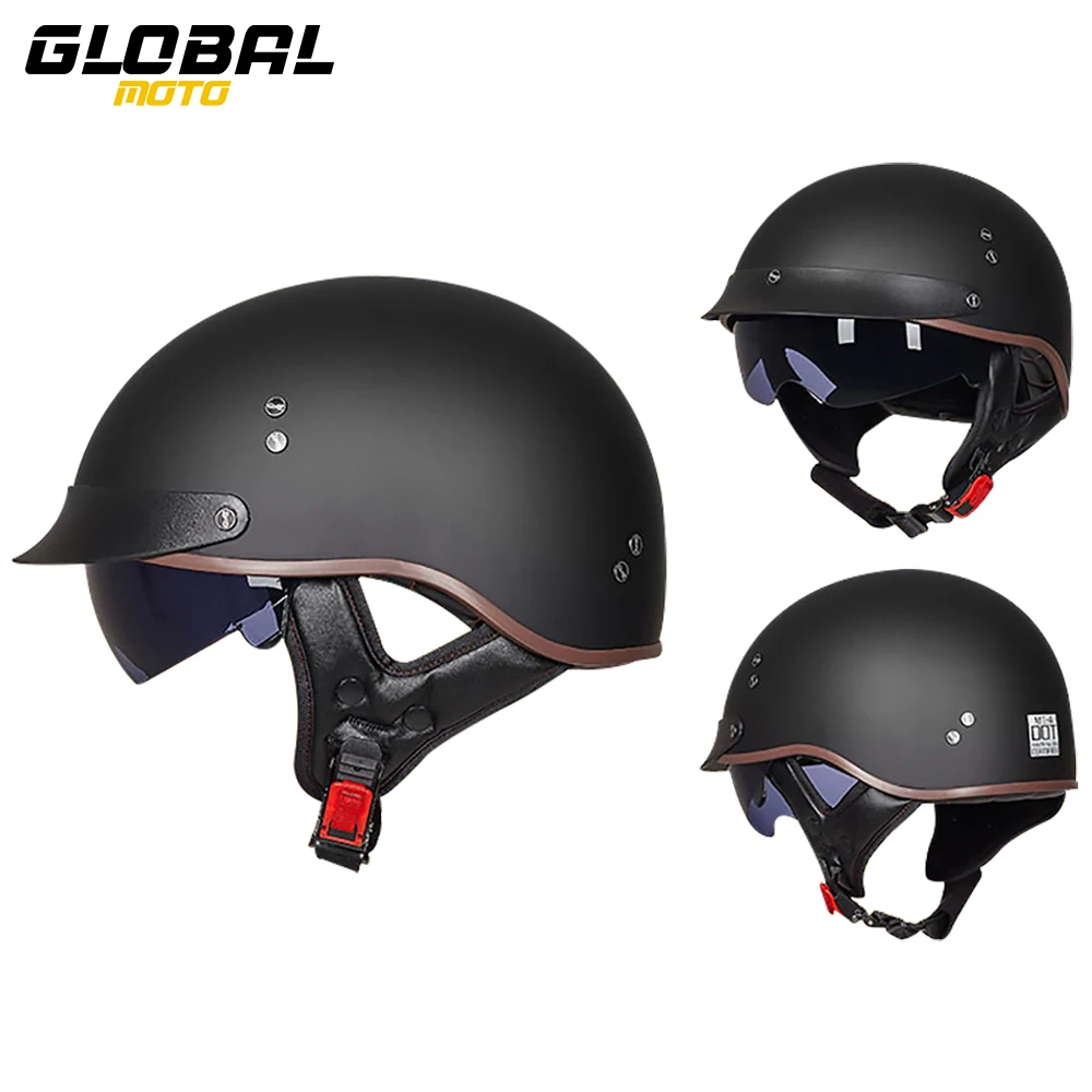 Punkt Zertifizierung Retro Motorrad Helm Sommer Moto Männer Helm offenes Gesicht Roller Biker Sonnenschutz Linse Motocross ausrüsten Image