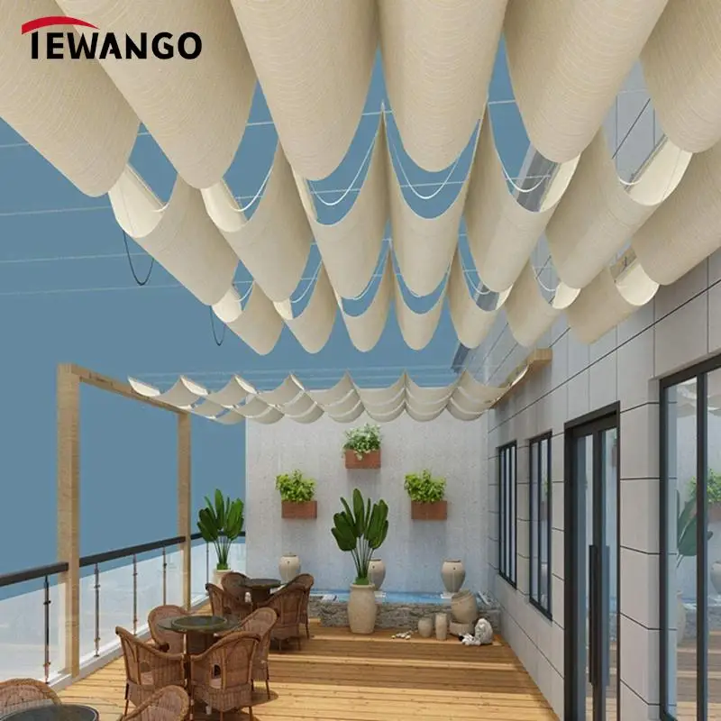 2,5x3m ~ 3x6m 300d Polyester gewebe wasserdichtes Schiebe dach Markisen Welle Hausgarten Pavillon Pergolen wasserdichtes Sonnenschutz netz