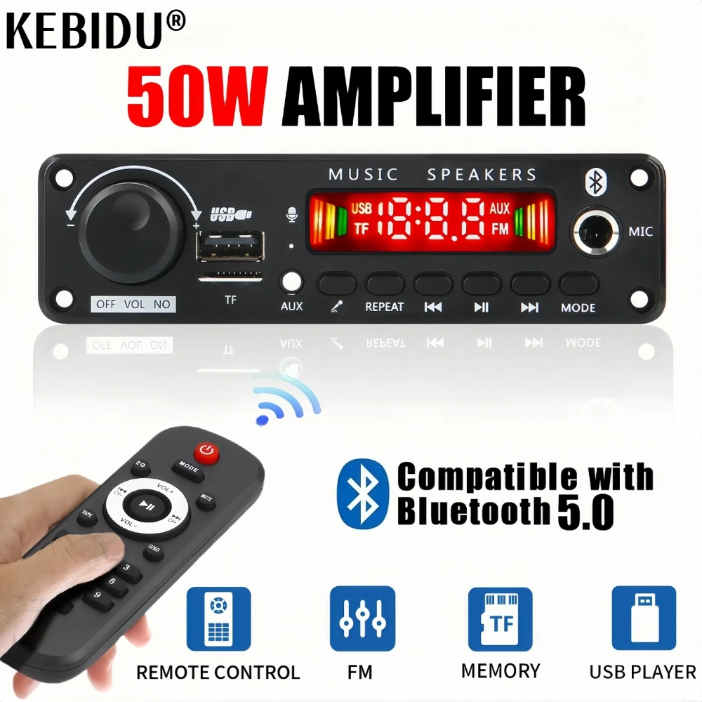 50W Verstärker Bluetooth MP3 WMA APE Decoder Board DC 12V 25W Freisprecheinrichtung Auto Audio Mikrofon USB TF FM Radio DIY MP3 Musik Player Image